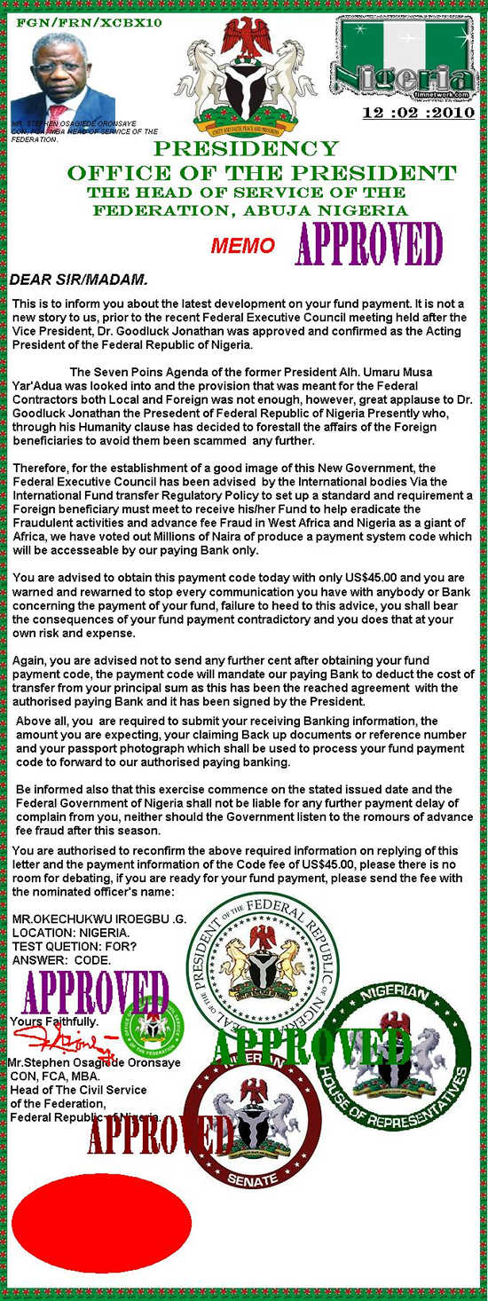 Nigeria-Connection Spam