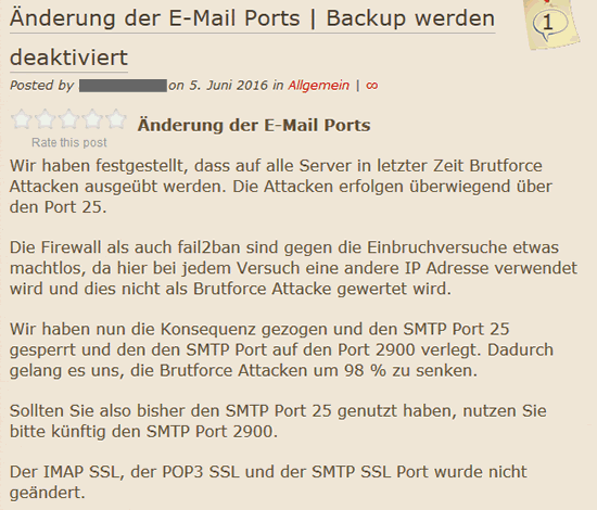 Port 25 gesperrt